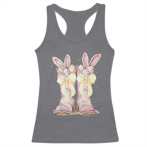 Funny Easter Day Cowgirl Egg Cowboy Boots Racerback Tank Top TS11 Charcoal Print Your Wear