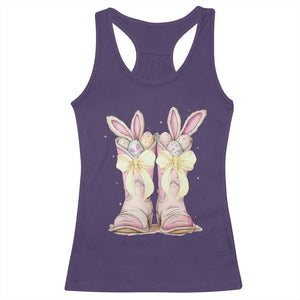 Funny Easter Day Cowgirl Egg Cowboy Boots Racerback Tank Top TS11 Purple Print Your Wear
