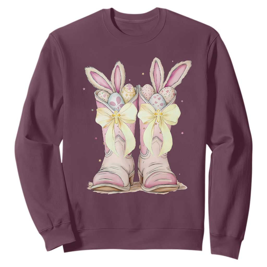 Funny Easter Day Cowgirl Egg Cowboy Boots Sweatshirt TS11 Maroon Print Your Wear