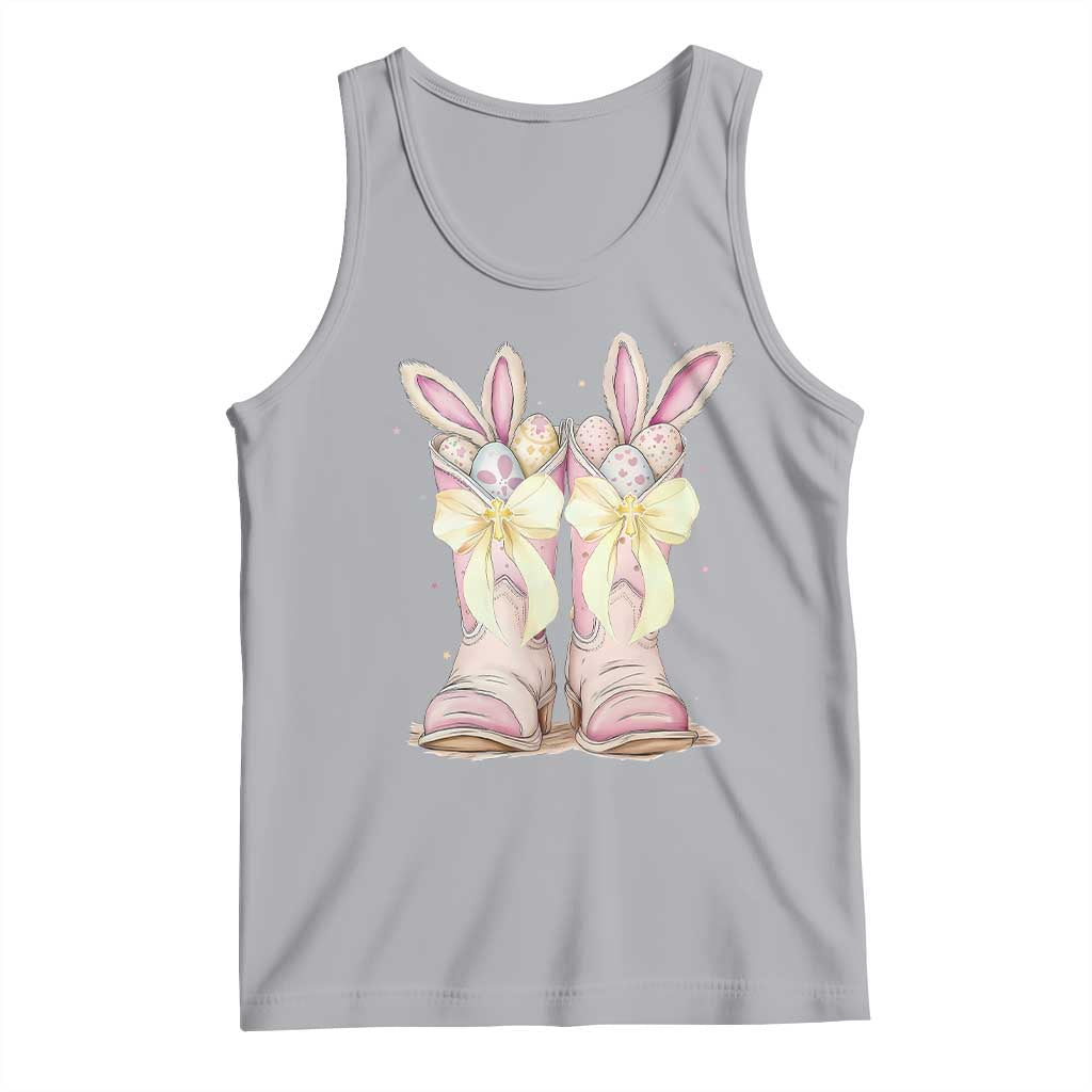 Funny Easter Day Cowgirl Egg Cowboy Boots Tank Top TS11 Athletic Heather Print Your Wear