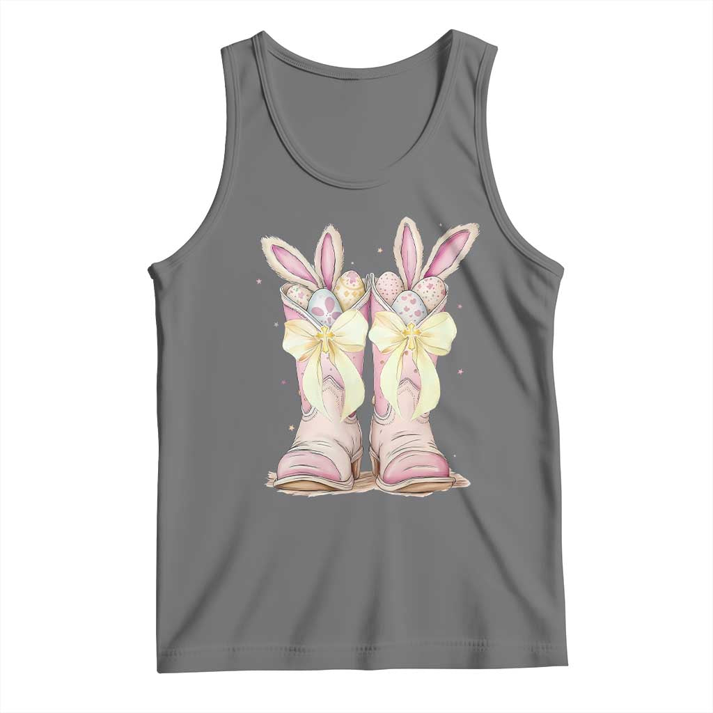 Funny Easter Day Cowgirl Egg Cowboy Boots Tank Top TS11 Black Heather Print Your Wear