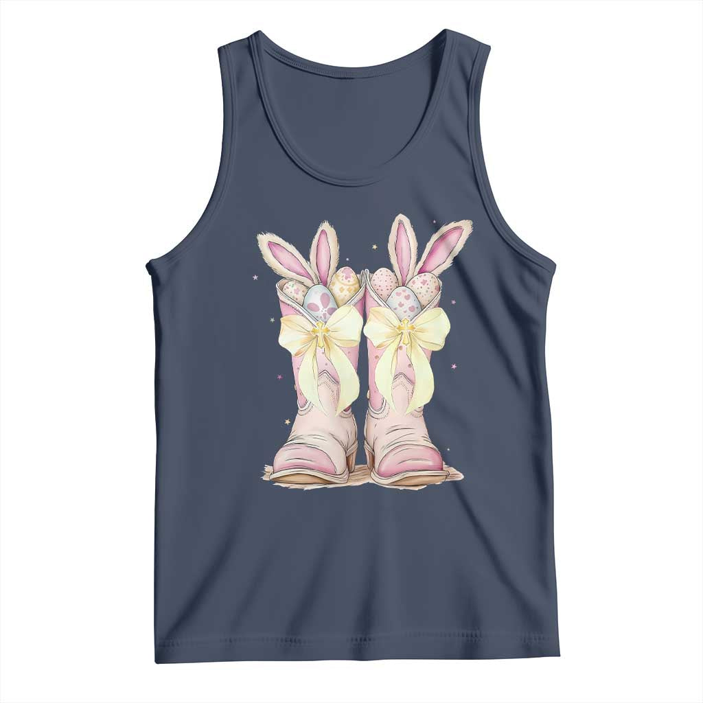 Funny Easter Day Cowgirl Egg Cowboy Boots Tank Top TS11 Navy Print Your Wear