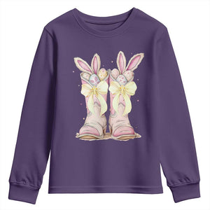 Funny Easter Day Cowgirl Egg Cowboy Boots Youth Sweatshirt TS11 Purple Print Your Wear
