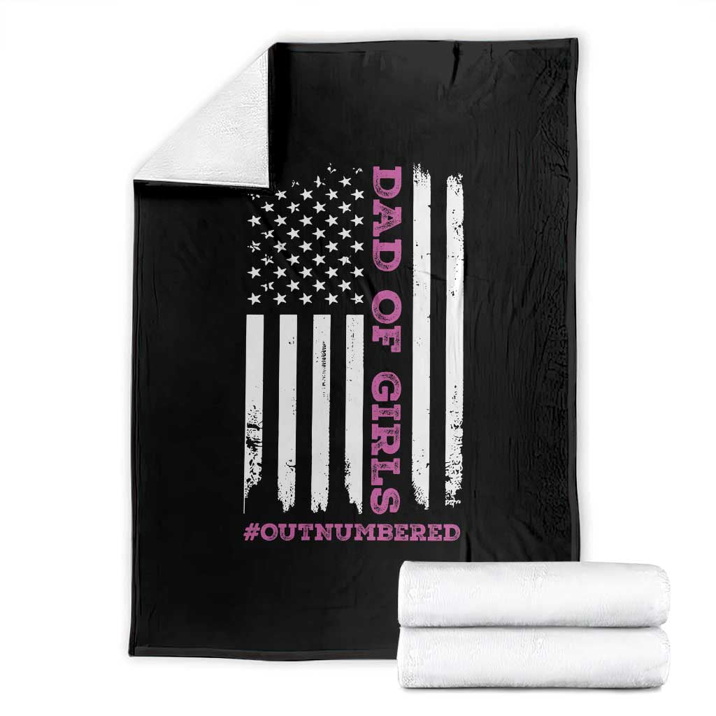 Funny Dad Of Girls Outnumbered Throw Blanket Vintage American Flag Father's Day TS11 Black Print Your Wear