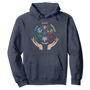 Save Bees Rescue Animals Recycle Plastic Plant Tree Hoodie Earth Day TS11 Navy Print Your Wear