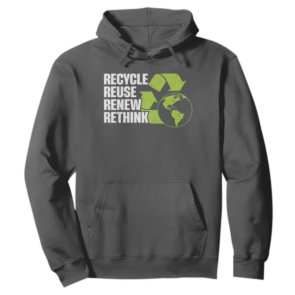 Recycle Reuse Renew Rethink Environmental Activism Hoodie TS11 Dark Heather Print Your Wear
