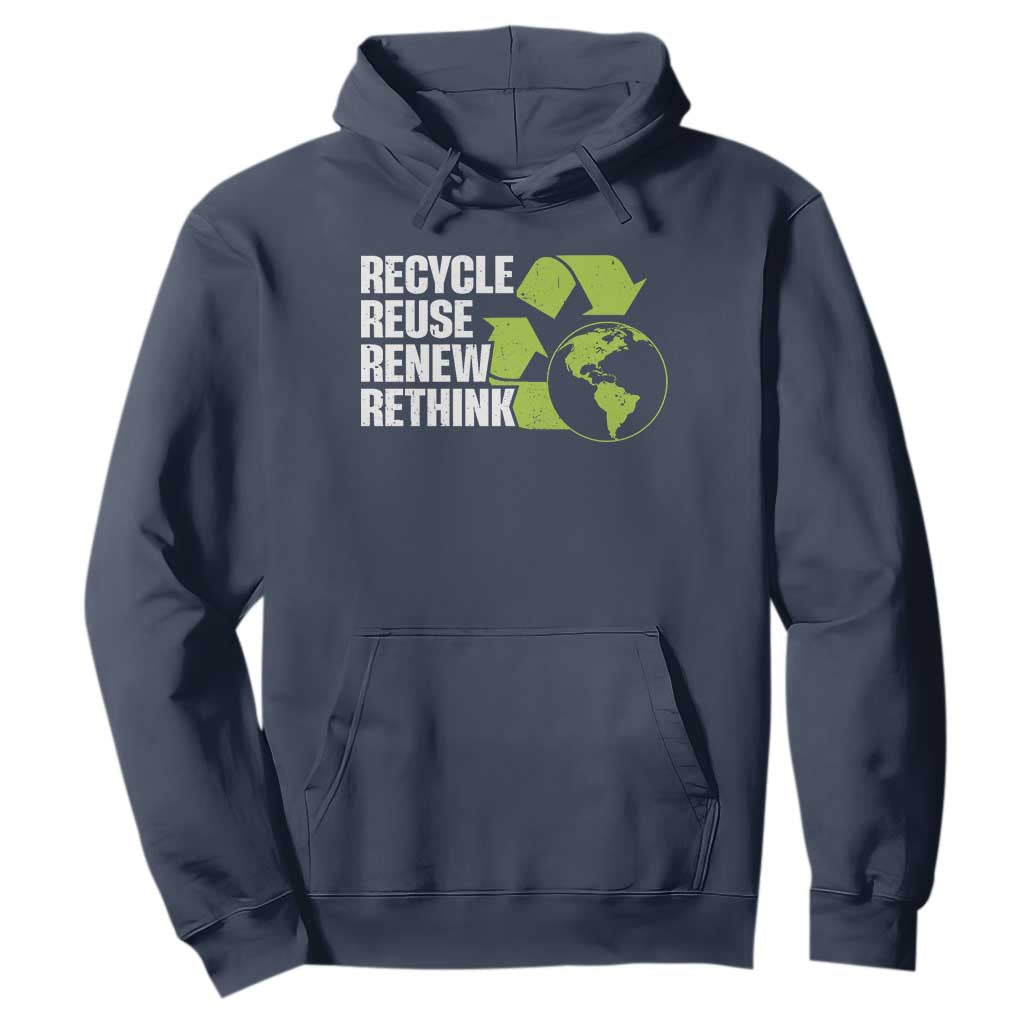 Recycle Reuse Renew Rethink Environmental Activism Hoodie TS11 Navy Print Your Wear