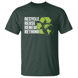 Recycle Reuse Renew Rethink Environmental Activism T Shirt TS11 Dark Forest Green Print Your Wear