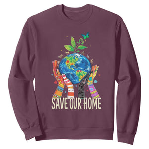 Save Our Home Animals Wildlife Conservation Earth Day Sweatshirt TS11 Maroon Print Your Wear
