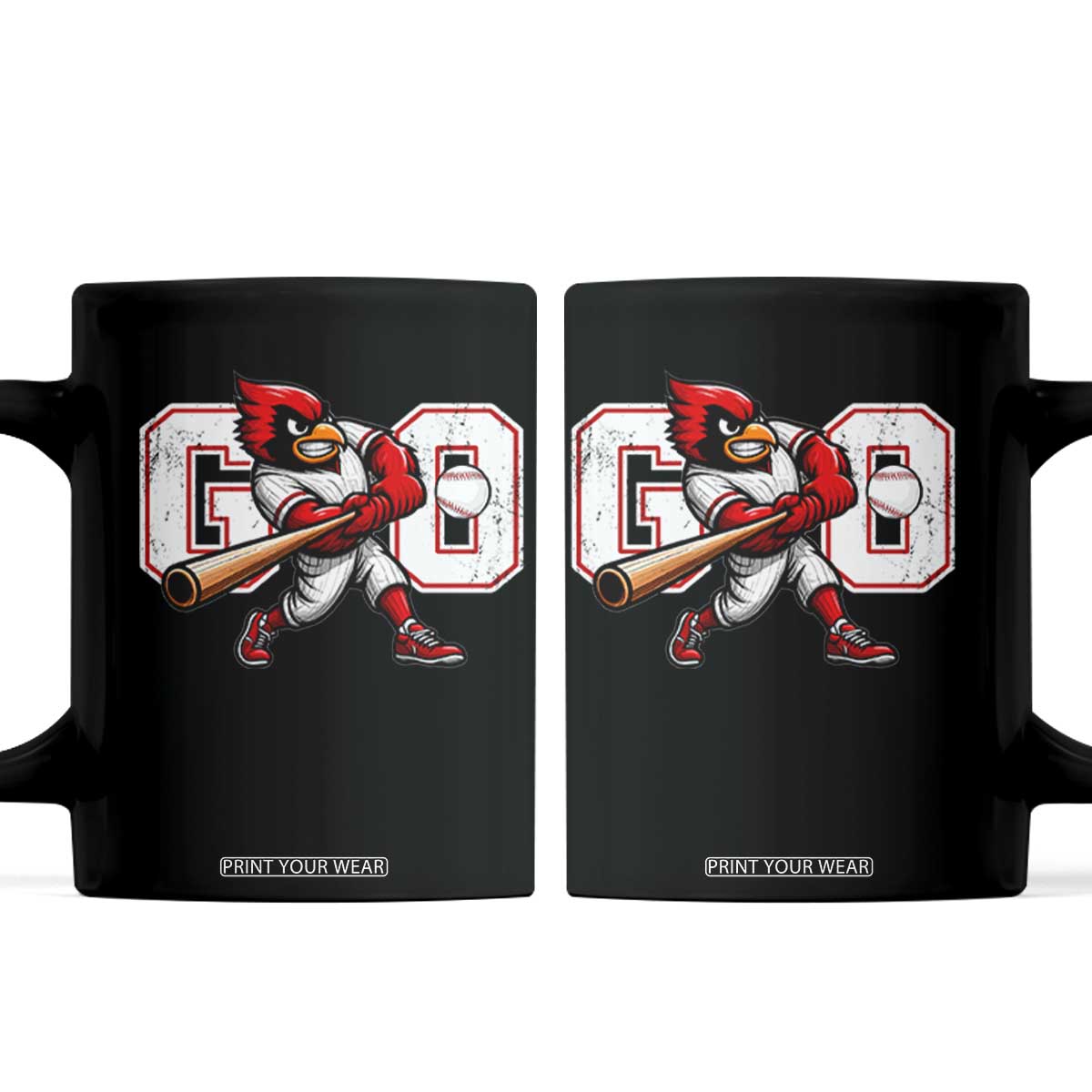 Go Cardinal Playing Baseball Graphic Coffee Mug for Sports Fan TS11 Black Print Your Wear