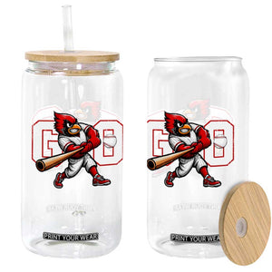 Go Cardinal Playing Baseball Graphic Glass Can for Sports Fan TS11 Print Your Wear