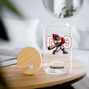 Go Cardinal Playing Baseball Graphic Glass Can for Sports Fan TS11 Print Your Wear