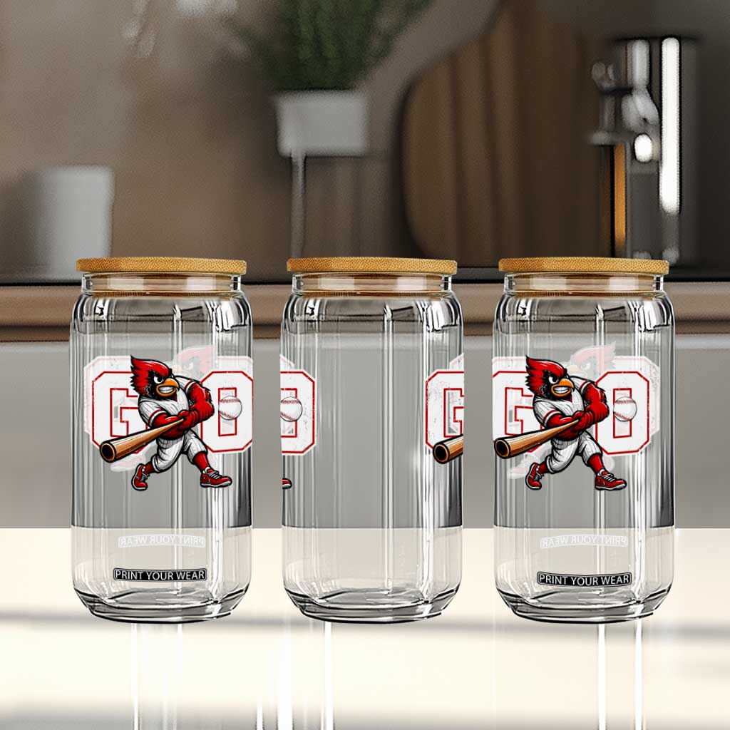 Go Cardinal Playing Baseball Graphic Glass Can for Sports Fan TS11 Print Your Wear
