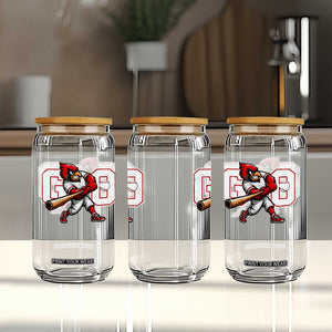 Go Cardinal Playing Baseball Graphic Glass Can for Sports Fan TS11 Print Your Wear