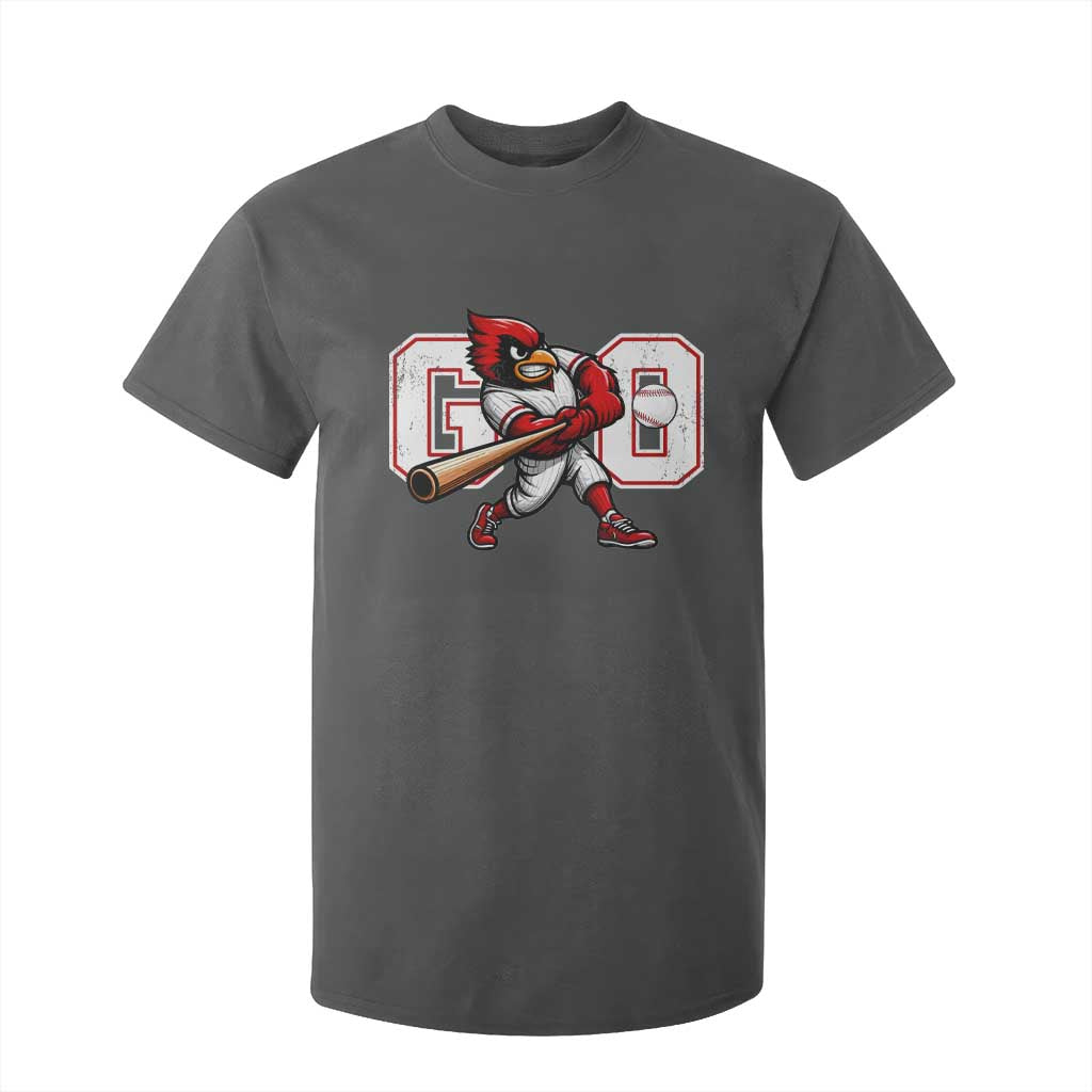 Go Cardinal Playing Baseball Graphic T Shirt For Kid for Sports Fan TS11 Dark Heather Print Your Wear