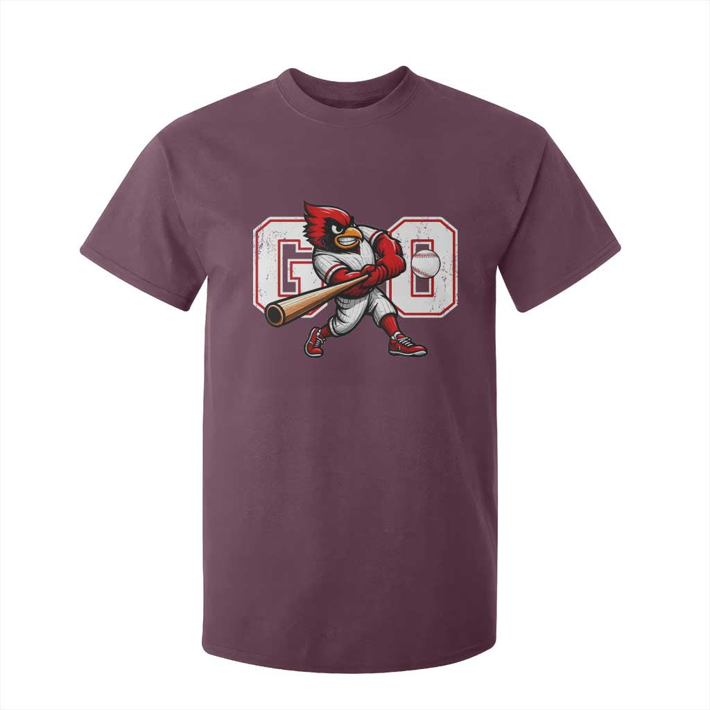 Go Cardinal Playing Baseball Graphic T Shirt For Kid for Sports Fan TS11 Maroon Print Your Wear