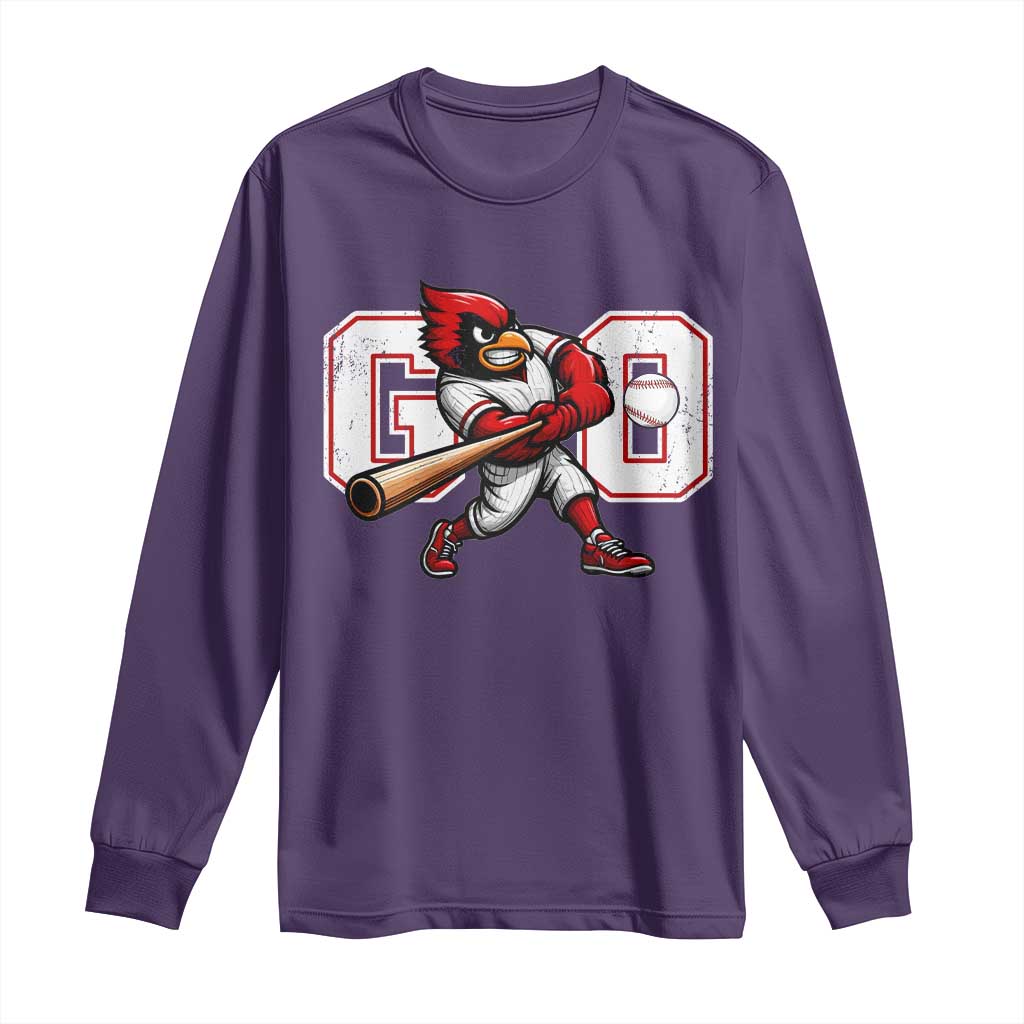 Go Cardinal Playing Baseball Graphic Long Sleeve Shirt for Sports Fan TS11 Purple Print Your Wear