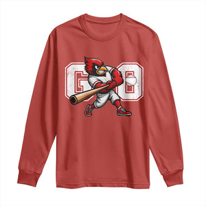 Go Cardinal Playing Baseball Graphic Long Sleeve Shirt for Sports Fan TS11 Red Print Your Wear