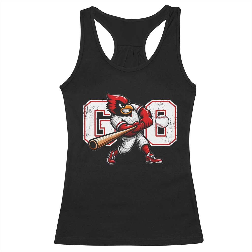 Go Cardinal Playing Baseball Graphic Racerback Tank Top for Sports Fan TS11 Black Print Your Wear