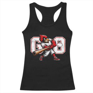Go Cardinal Playing Baseball Graphic Racerback Tank Top for Sports Fan TS11 Black Print Your Wear