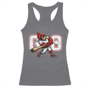 Go Cardinal Playing Baseball Graphic Racerback Tank Top for Sports Fan TS11 Charcoal Print Your Wear
