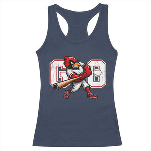 Go Cardinal Playing Baseball Graphic Racerback Tank Top for Sports Fan TS11 Navy Print Your Wear