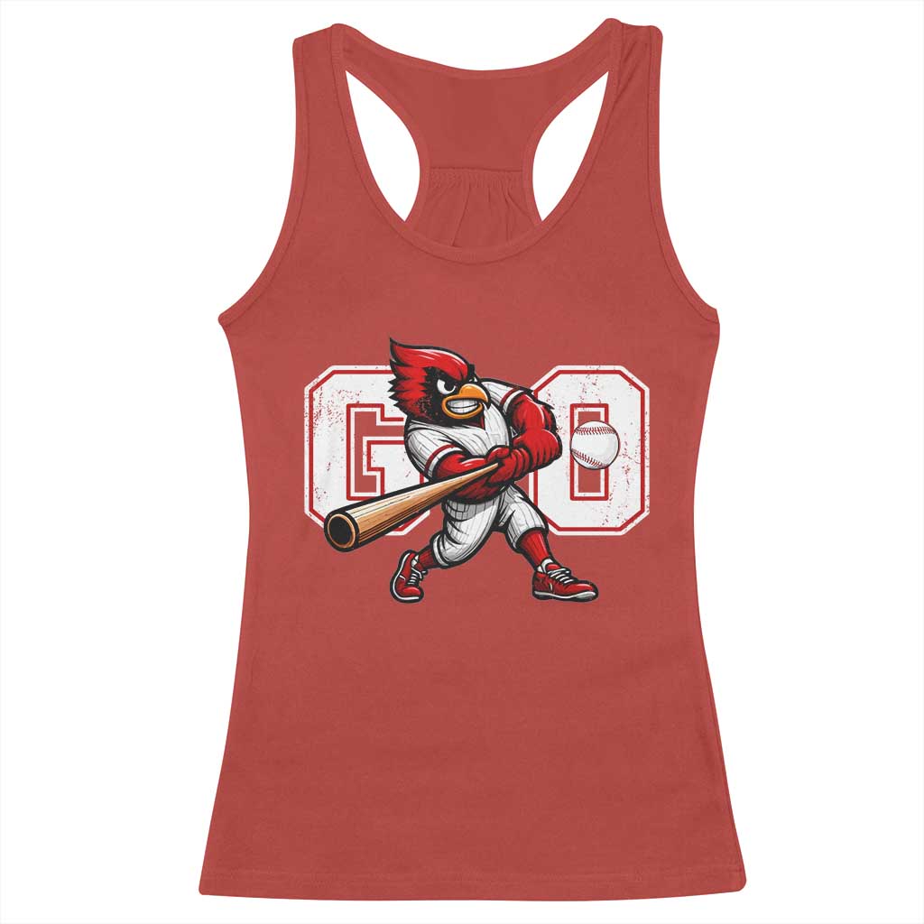 Go Cardinal Playing Baseball Graphic Racerback Tank Top for Sports Fan TS11 Red Print Your Wear