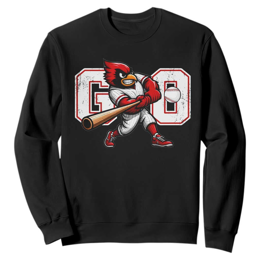 Go Cardinal Playing Baseball Graphic Sweatshirt for Sports Fan TS11 Black Print Your Wear