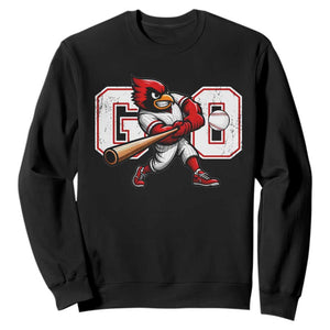 Go Cardinal Playing Baseball Graphic Sweatshirt for Sports Fan TS11 Black Print Your Wear