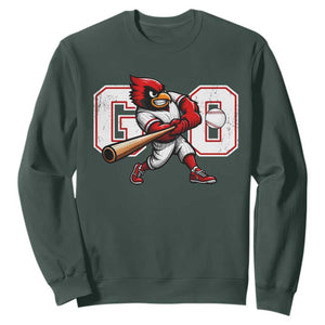 Go Cardinal Playing Baseball Graphic Sweatshirt for Sports Fan TS11 Dark Forest Green Print Your Wear