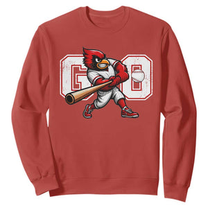 Go Cardinal Playing Baseball Graphic Sweatshirt for Sports Fan TS11 Red Print Your Wear