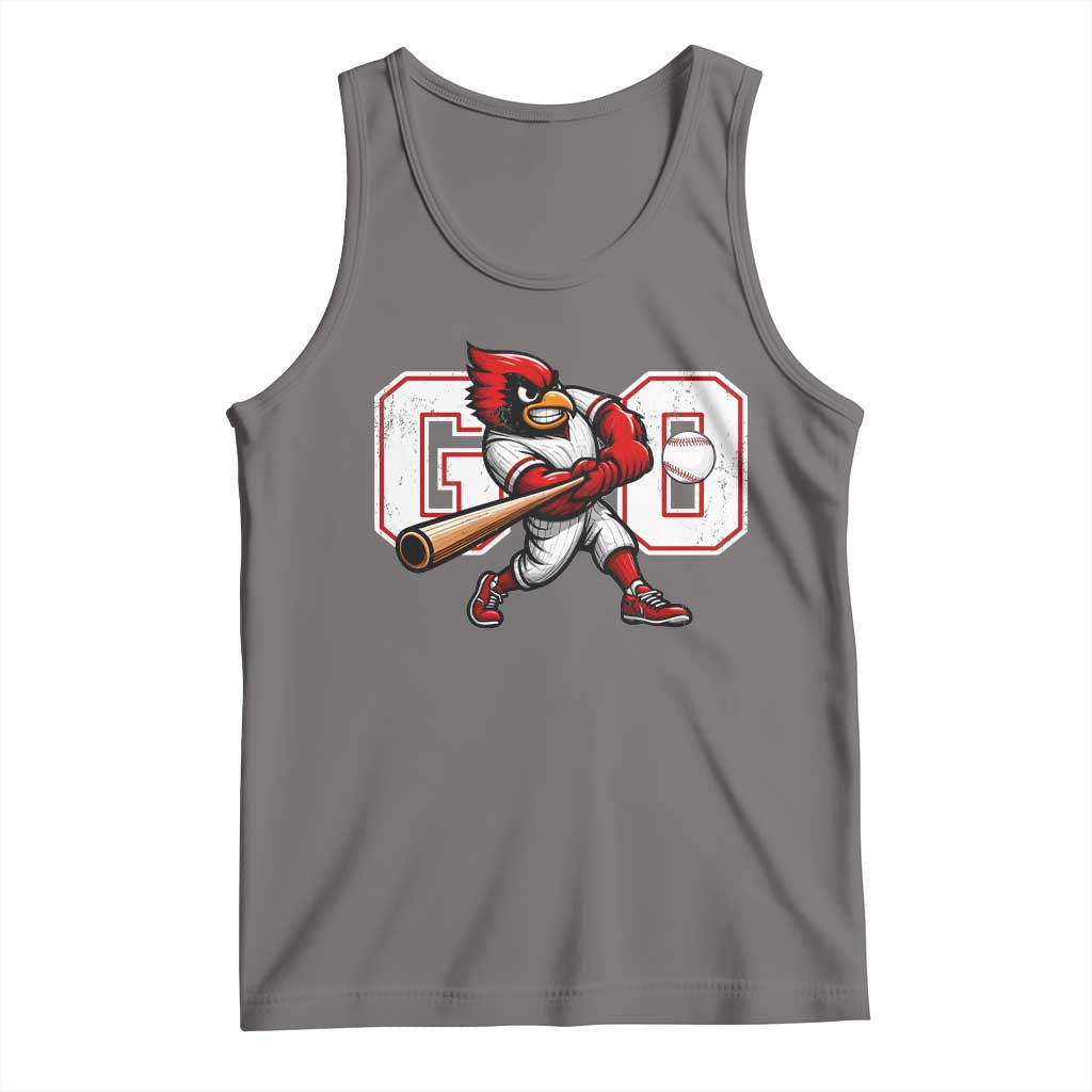 Go Cardinal Playing Baseball Graphic Tank Top for Sports Fan TS11 Deep Heather Print Your Wear