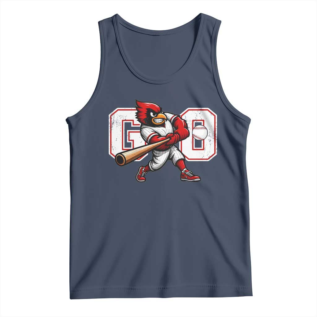 Go Cardinal Playing Baseball Graphic Tank Top for Sports Fan TS11 Navy Print Your Wear