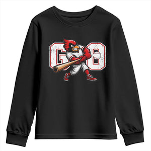 Go Cardinal Playing Baseball Graphic Youth Sweatshirt for Sports Fan TS11 Black Print Your Wear