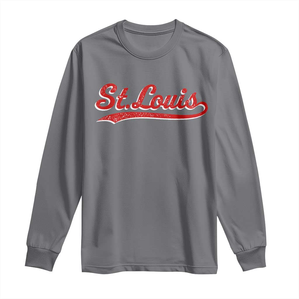 St Louis Sports Script Retro Baseball Lovers Proud City Long Sleeve Shirt TS11 Charcoal Print Your Wear
