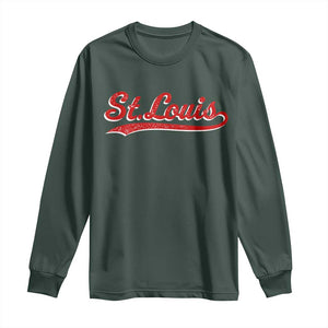 St Louis Sports Script Retro Baseball Lovers Proud City Long Sleeve Shirt TS11 Dark Forest Green Print Your Wear