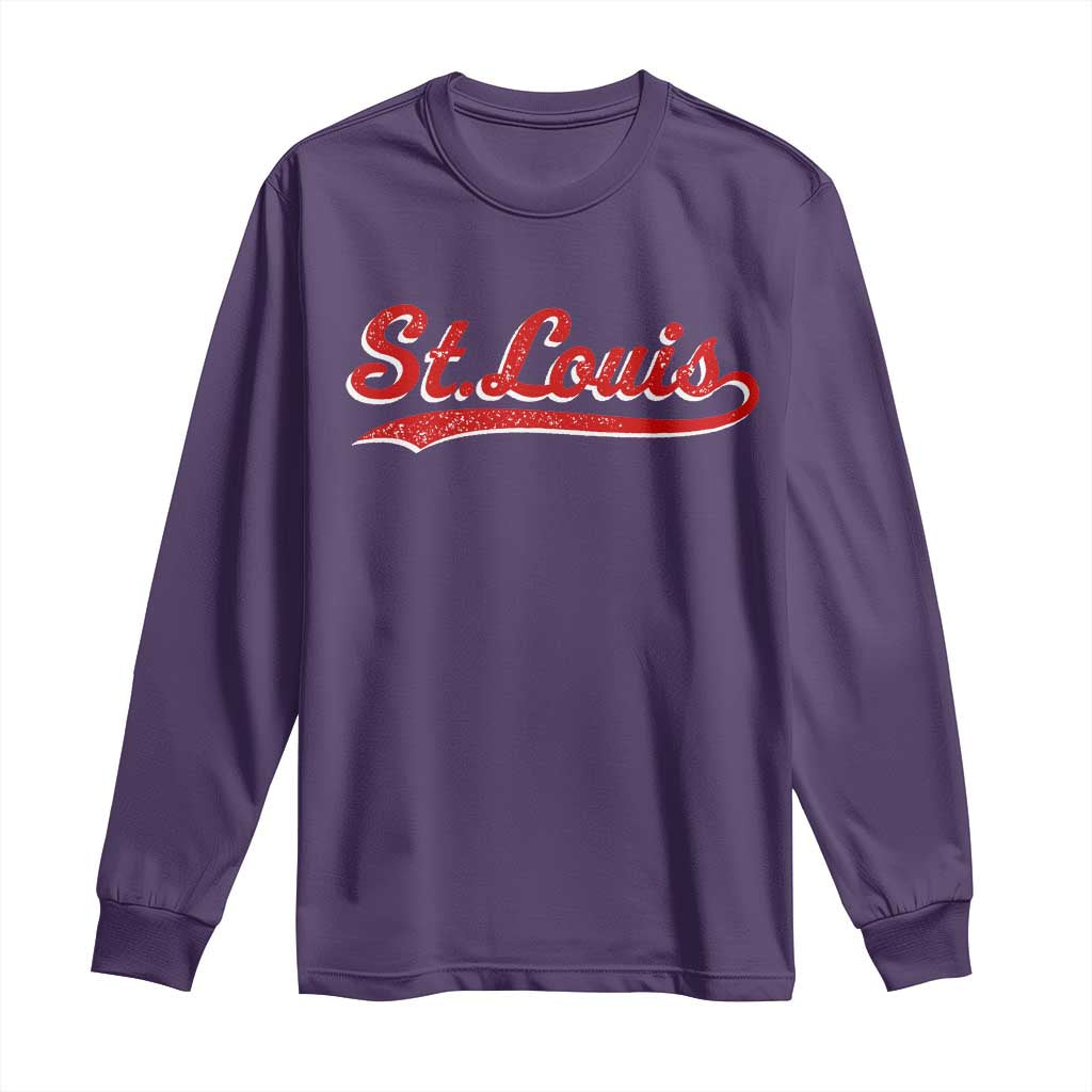 St Louis Sports Script Retro Baseball Lovers Proud City Long Sleeve Shirt TS11 Purple Print Your Wear