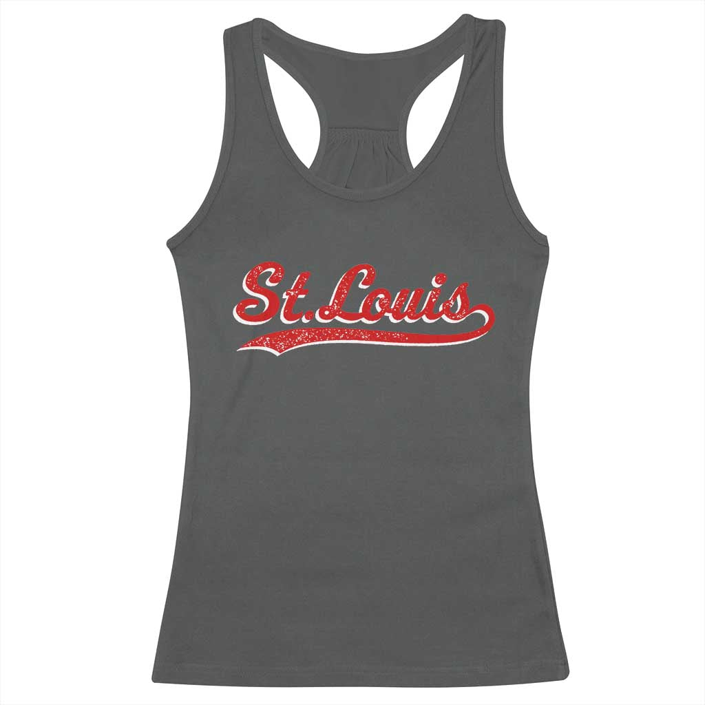St Louis Sports Script Retro Baseball Lovers Proud City Racerback Tank Top TS11 Dark Heather Print Your Wear