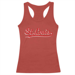 St Louis Sports Script Retro Baseball Lovers Proud City Racerback Tank Top TS11 Red Print Your Wear