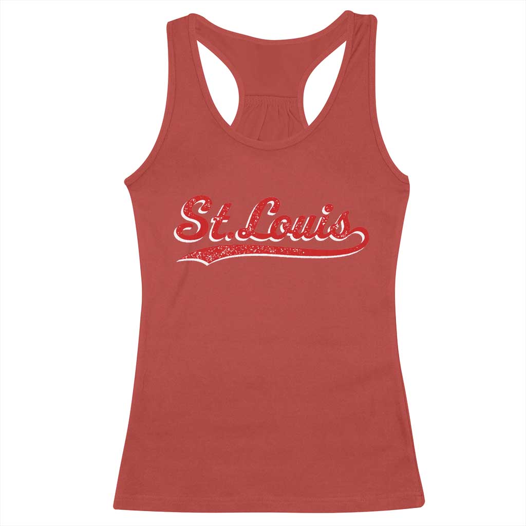 St Louis Sports Script Retro Baseball Lovers Proud City Racerback Tank Top TS11 Red Print Your Wear