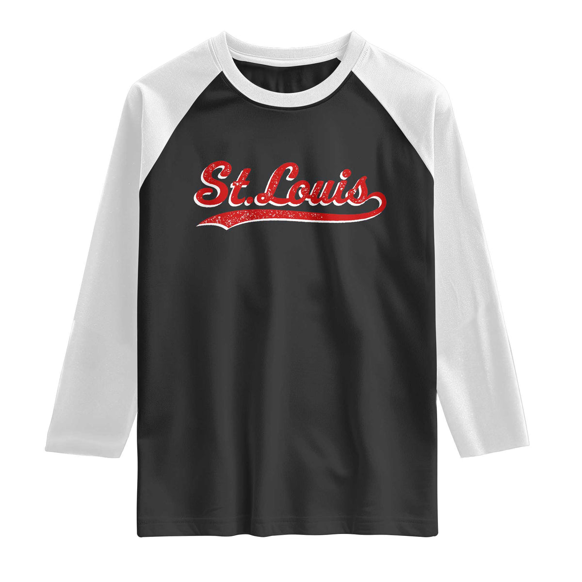 St Louis Sports Script Retro Baseball Lovers Proud City Raglan Shirt TS11 Black White Print Your Wear