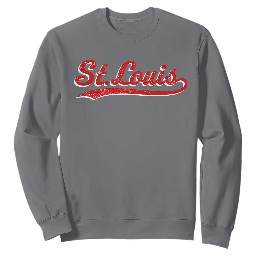 St Louis Sports Script Retro Baseball Lovers Proud City Sweatshirt TS11 Charcoal Print Your Wear