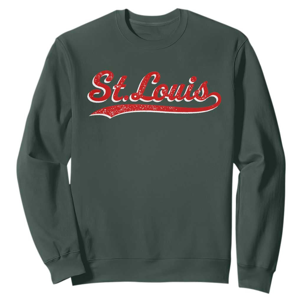 St Louis Sports Script Retro Baseball Lovers Proud City Sweatshirt TS11 Dark Forest Green Print Your Wear