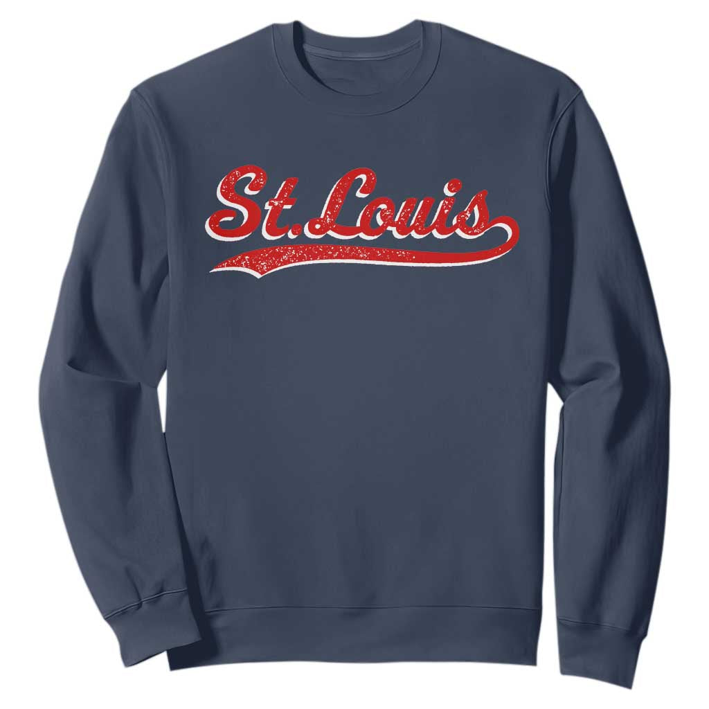 St Louis Sports Script Retro Baseball Lovers Proud City Sweatshirt TS11 Navy Print Your Wear