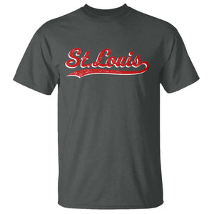 St Louis Sports Script Retro Baseball Lovers Proud City T Shirt TS11 Dark Heather Print Your Wear
