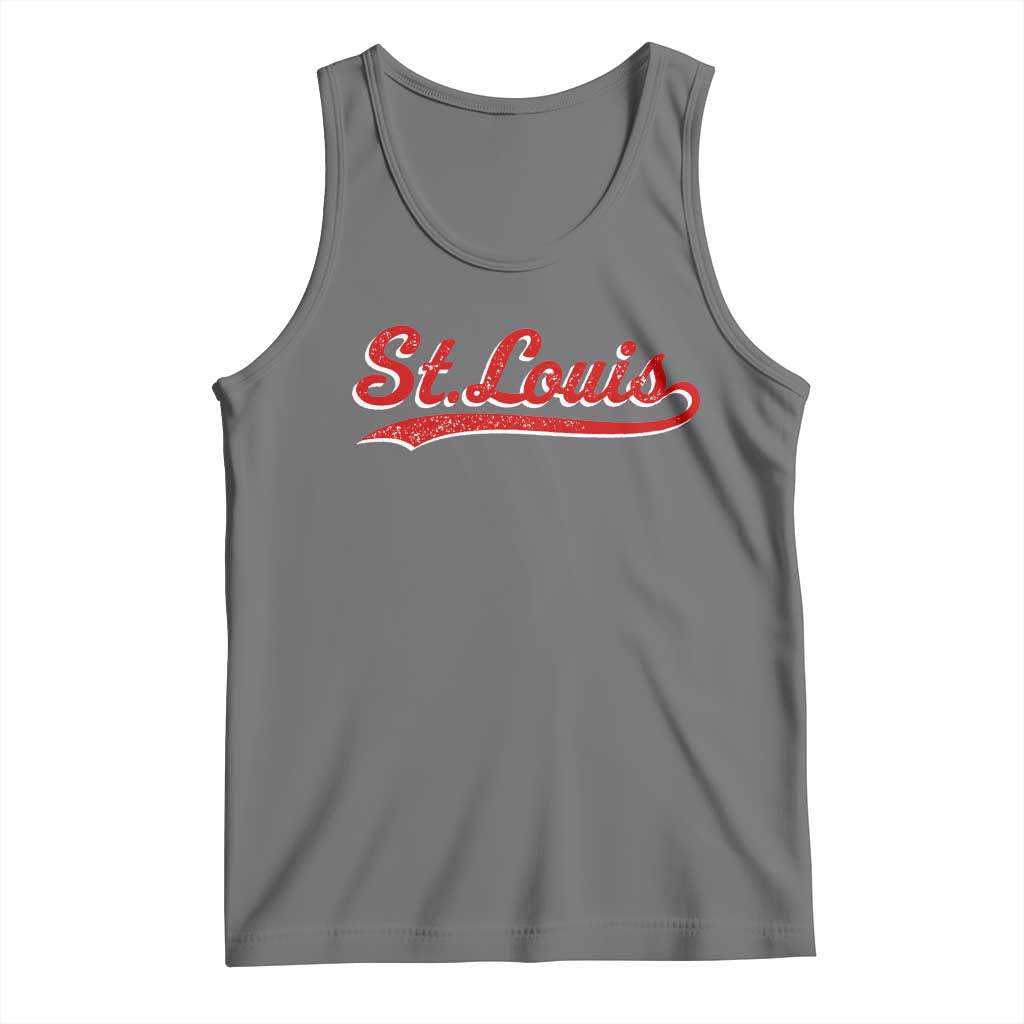 St Louis Sports Script Retro Baseball Lovers Proud City Tank Top TS11 Black Heather Print Your Wear