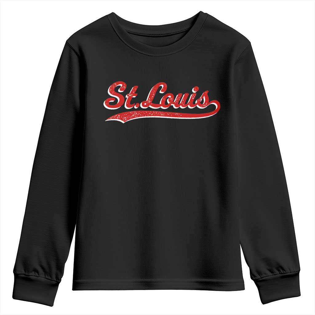 St Louis Sports Script Retro Baseball Lovers Proud City Youth Sweatshirt TS11 Black Print Your Wear
