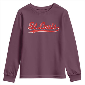 St Louis Sports Script Retro Baseball Lovers Proud City Youth Sweatshirt TS11 Maroon Print Your Wear