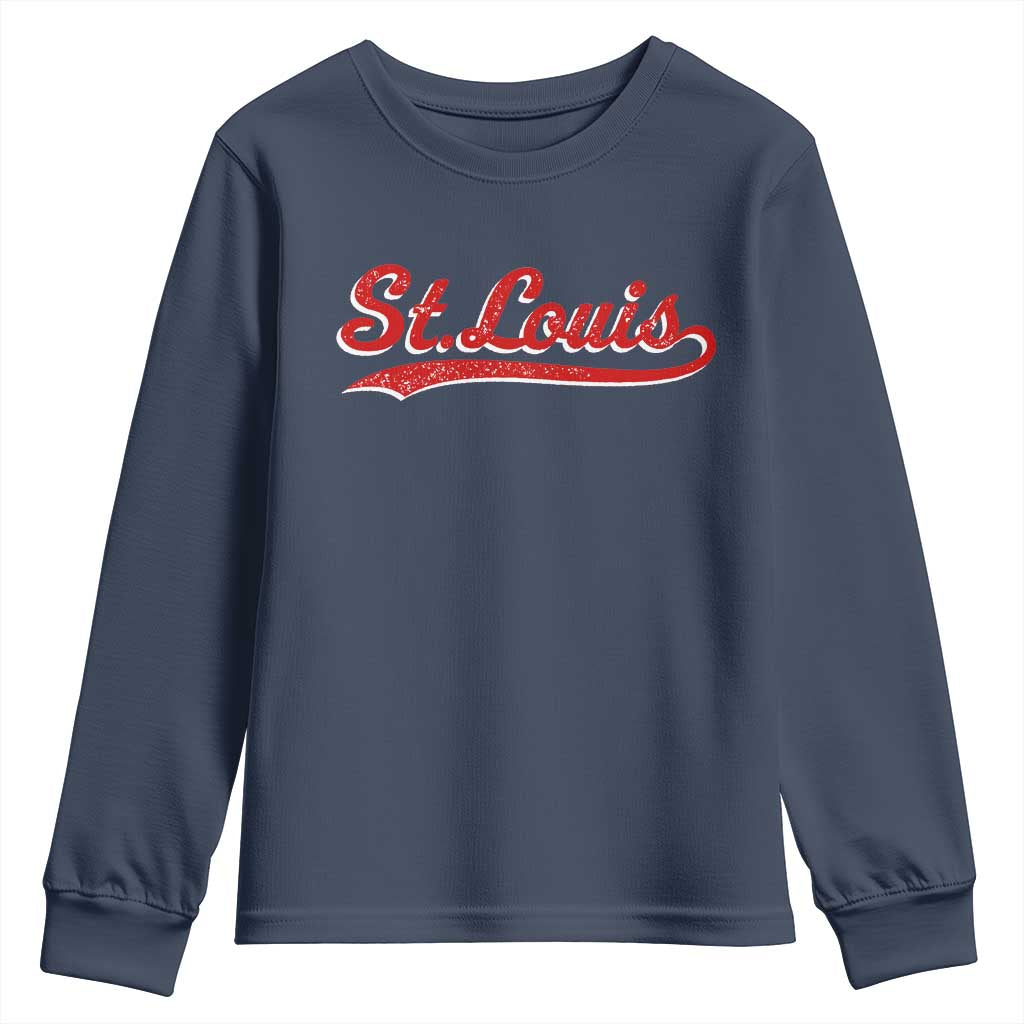 St Louis Sports Script Retro Baseball Lovers Proud City Youth Sweatshirt TS11 Navy Print Your Wear