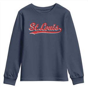 St Louis Sports Script Retro Baseball Lovers Proud City Youth Sweatshirt TS11 Navy Print Your Wear